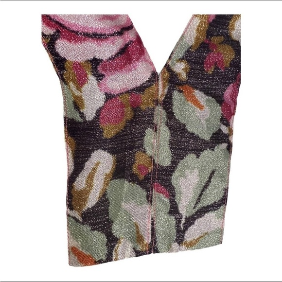 Anthro Darlene Metallic Floral Plaid Peasant Split Neck Linen Blend Tunic NWOT - Picture 9 of 14